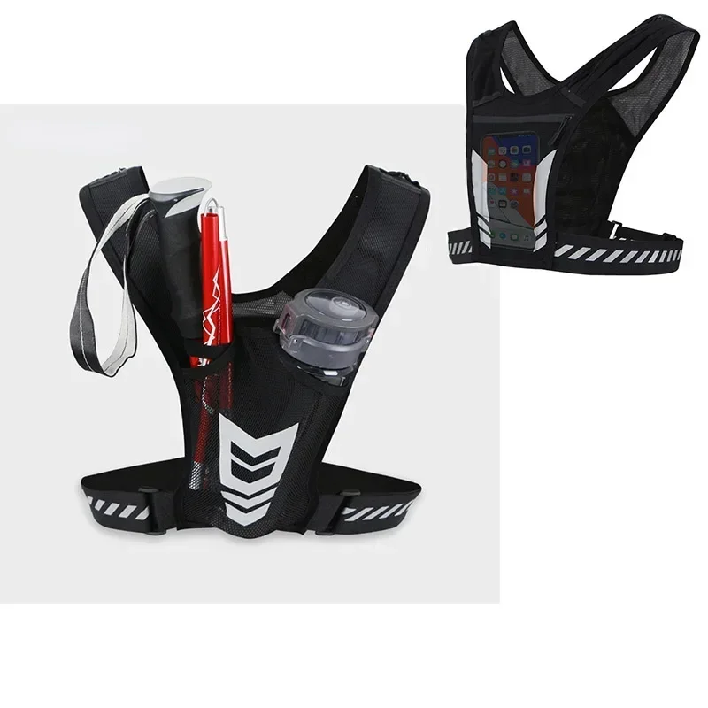 Reflective Running Backpack Lightweight Sports Running Cycling Vest Mobile Phone Cards Bag Men and Women Jogging Fitness Vest
