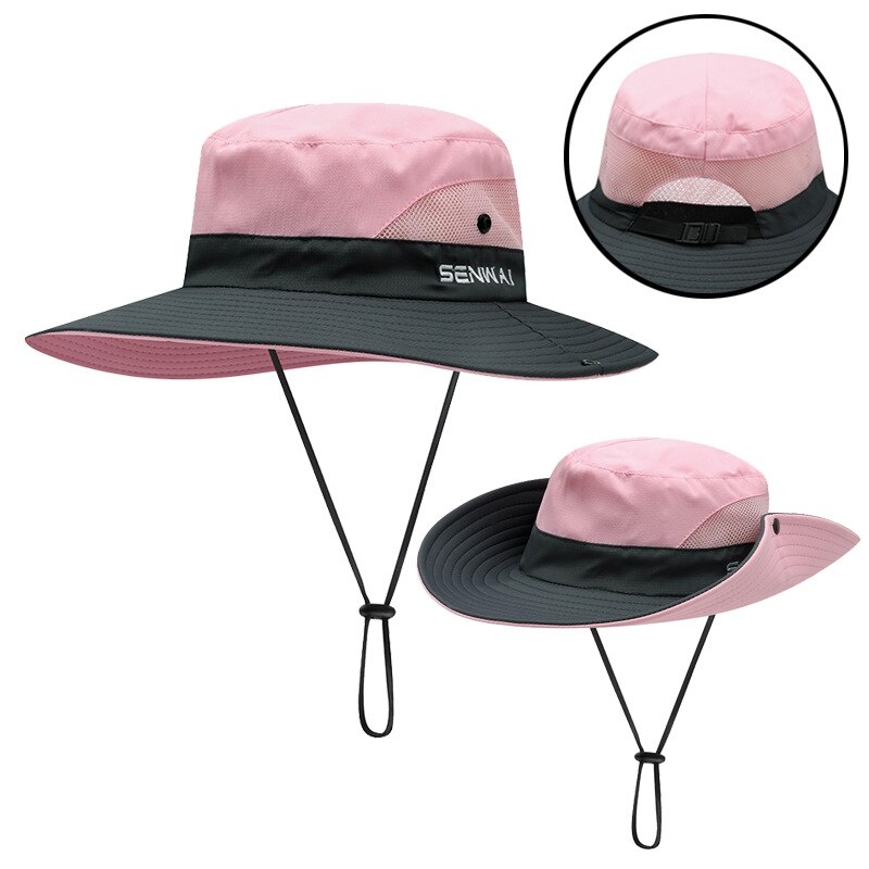 Kids Meisjes Paardenstaart Zomer Zonnehoed Brede Rand Uv-bescherming Emmer Cap Vrouwen Outdoor Brede Rand Opvouwbare Safari Vissen Cap