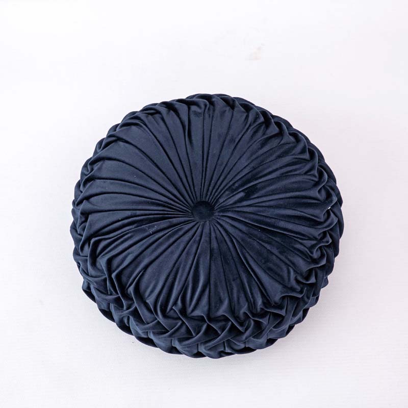 Cojín redondo de terciopelo de 35cm para sofá, almohada rellena, puf futón en el suelo: navy blue-A