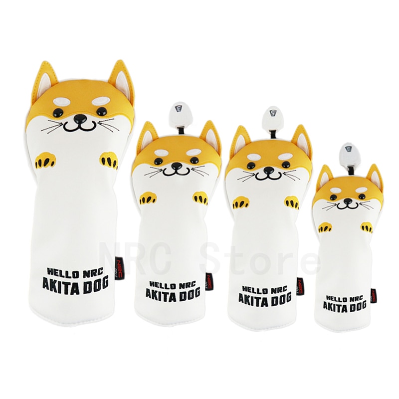 Nrc Golf Club Headcovers Driver Fairway Wood Hybrid Covers Set Mooie Akita Hond Cartoon Dier 460cc