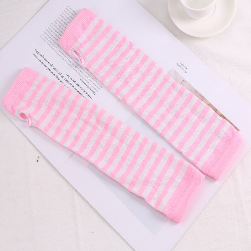 Summer Women Men stripe Print Wrist Arm Warmer Thin Stretchy Summer Sun Protect Long Arm Warmer Elbow Gloves Sleeves: style 5