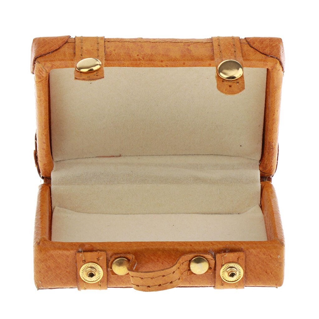 1/6 Classic Doll Dollhouse Miniature Toy PU Leather Trunk Box Suitcase Luggage Traveling Case