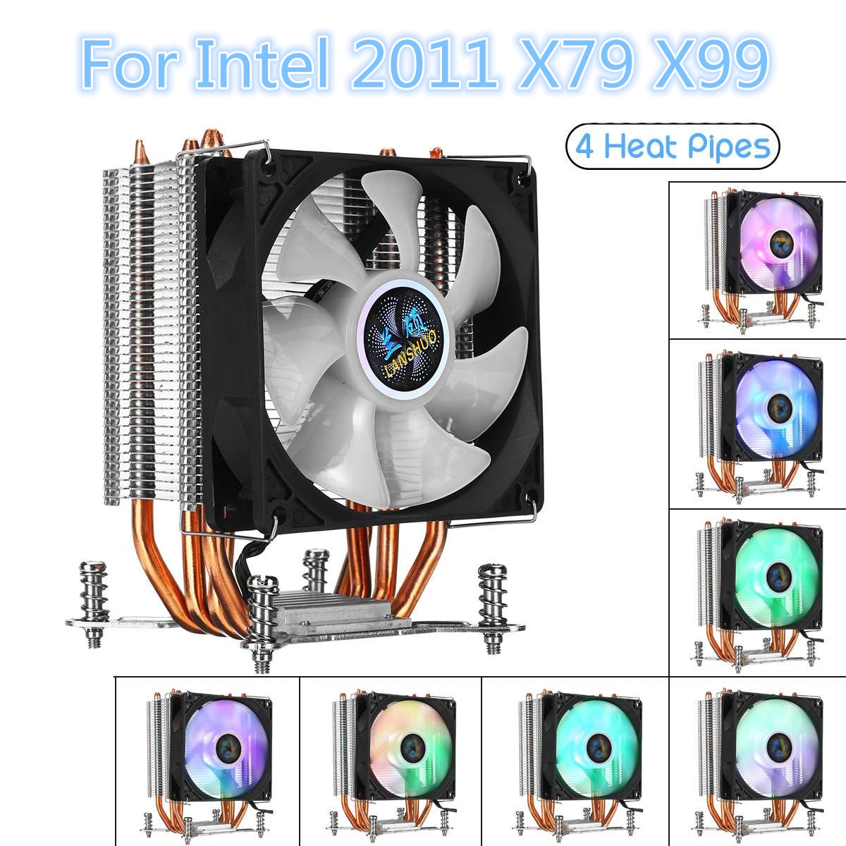 4 Copper Heatpipe CPU Cooler for Aurora Light Cooling Fan 90mm with RGB for Intel LGA CPU Cooler Heatsink Radiator