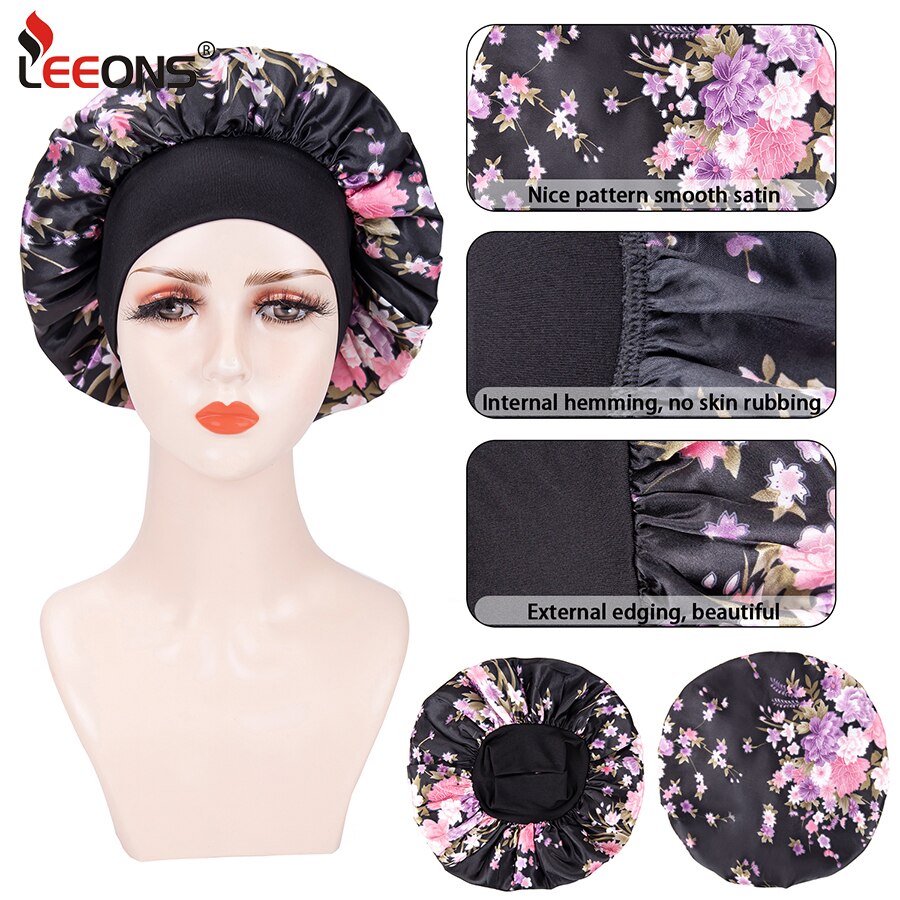 Soft Sleep Caps Night Satin Bonnet Wide Premium Elastic Band Salon Bonnet Hair Loss Sleeping Cap For Women Barber Accessories