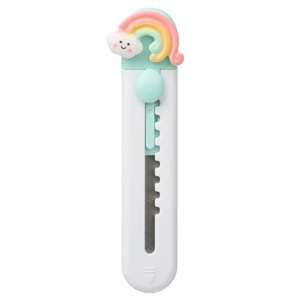 Mini cuchillo utilitario portátil con forma de pata de gato rosa, cortador retráctil, abridor de sobres, herramienta de corte de papel, suministros escolares y de oficina, 1 unidad: Mezcla de color
