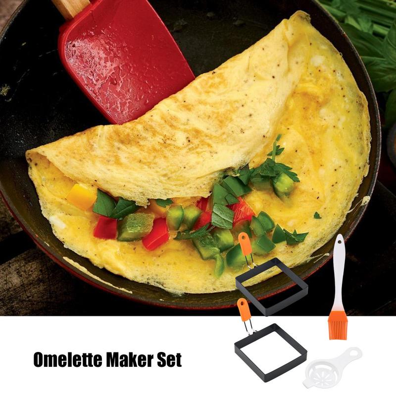 Anillo para freír huevos de acero inoxidable, molde cuadrado antiadherente para panqueques, Muffins, tortilla, herramienta para freír huevos, accesorios de cocina