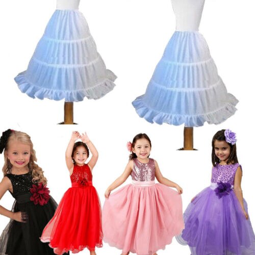 Pudcoco Bridal Flower Girl Kids Crinoline Petticoat Underskirt Slips Children Skirt Long