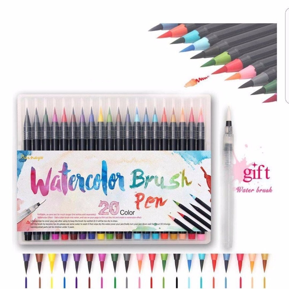 20 farben aquarell pinsel stift weichen pinsel stift einstellen aquarell Marker Liner stift für manga Comic Kalligraphie malerei kunst liefert