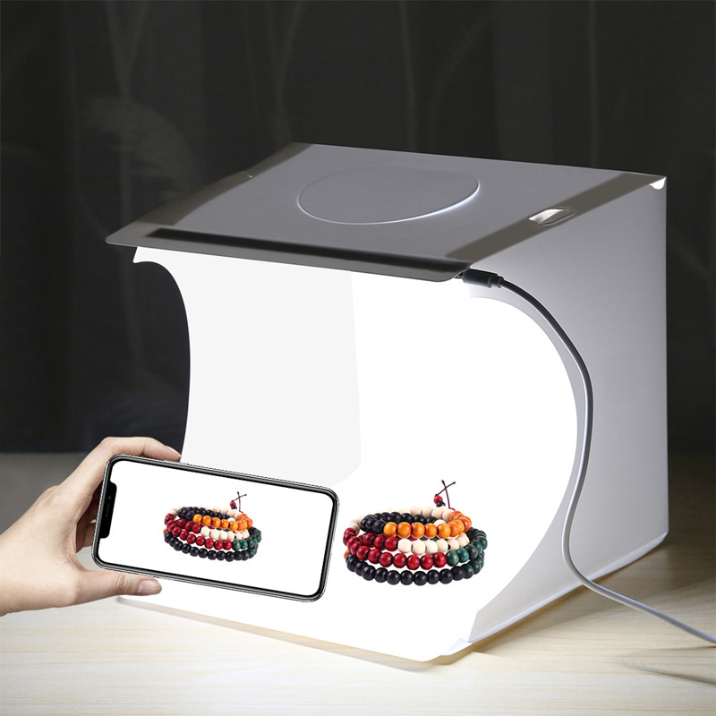 Mini Led Lightbox Desktop Folding Photo Studio Box Schieten Lichtbak Fotografie Photobox Tent Lightbox Kit 6 Kleuren Achtergronden: Default Title