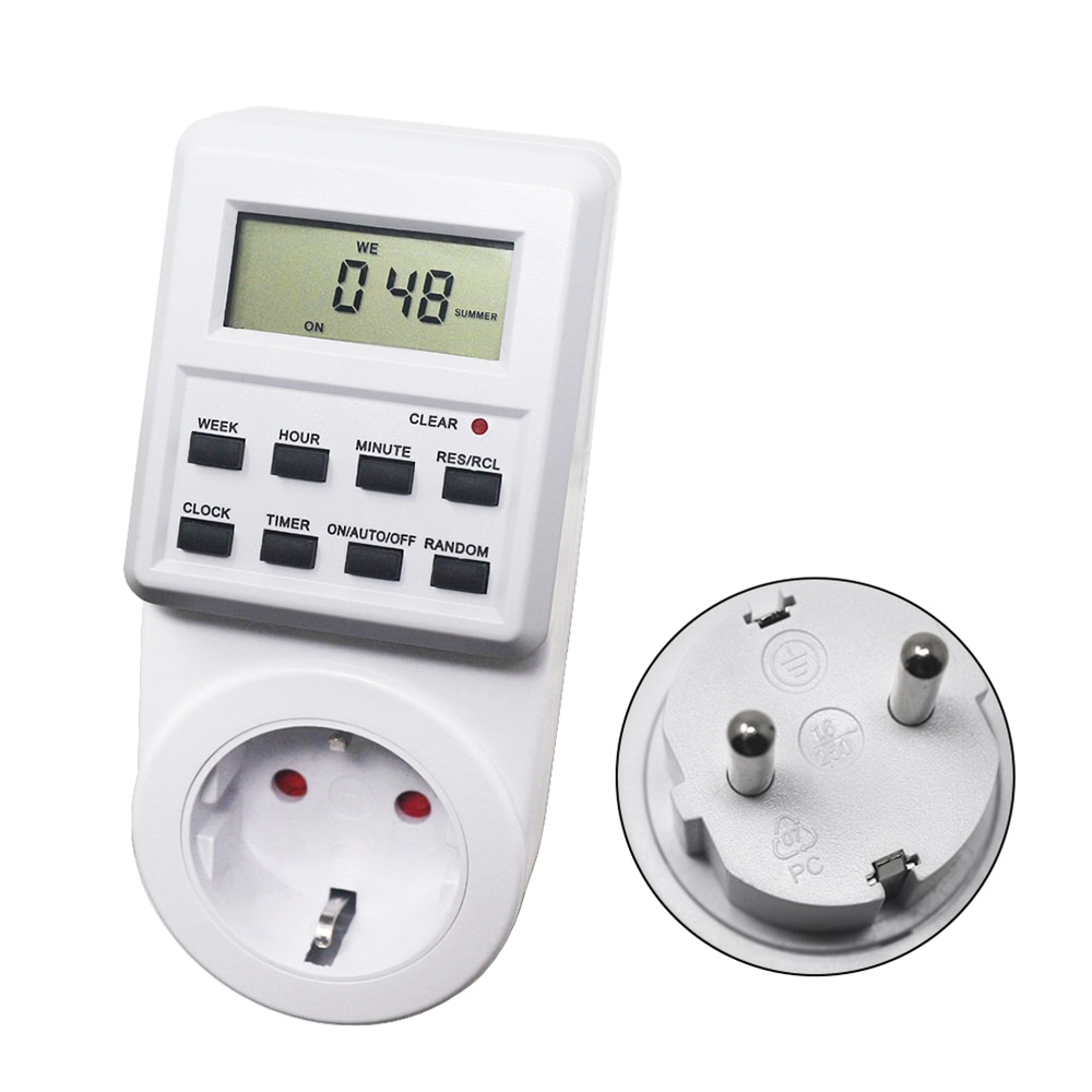 AC 230V Digital Time Switch Programmable Timer Switch Electronic Timer Socket Outlet with Random/Sumer Time Function