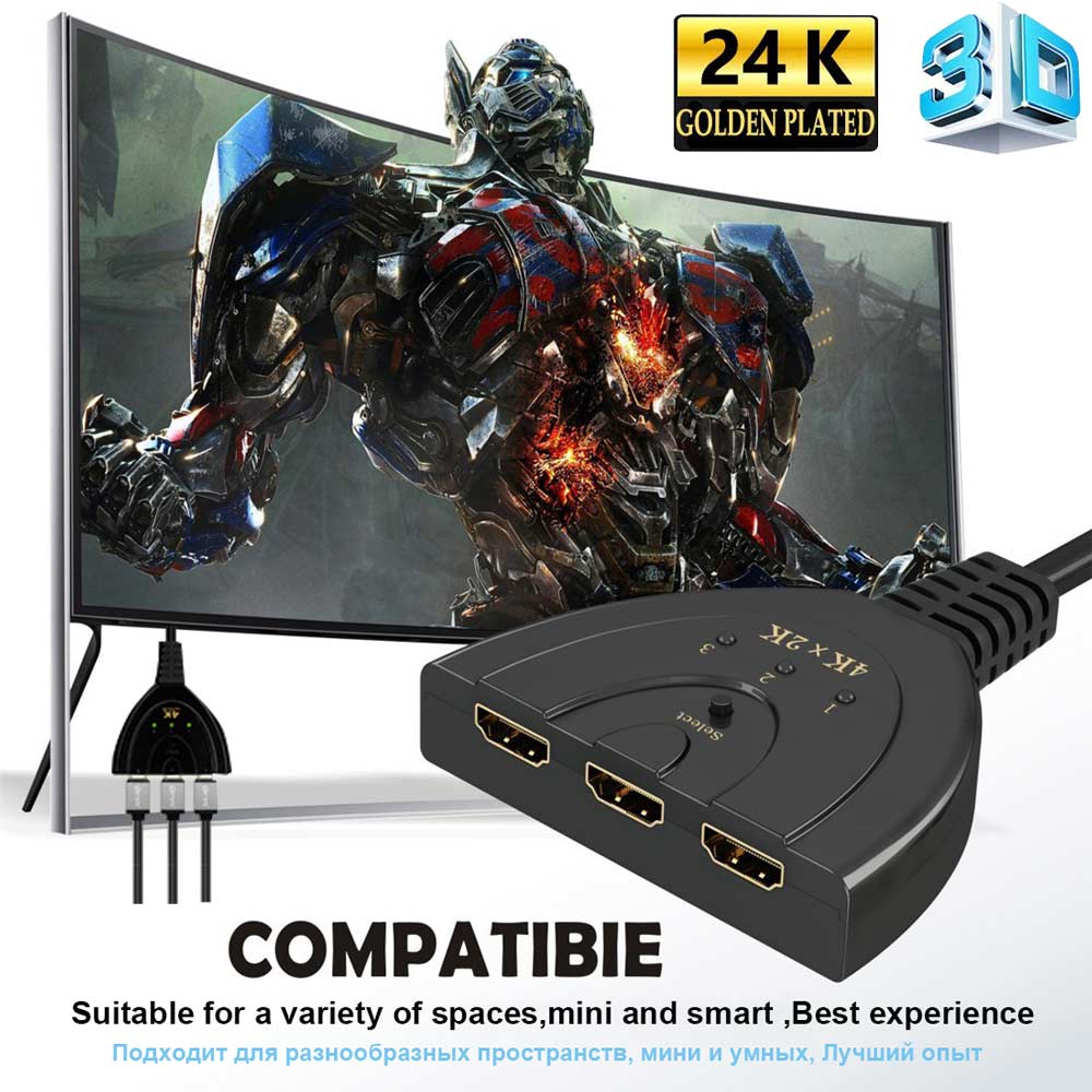 Ingelon kvm Switch HDMI Splitter 3in1 hdmi adapter Originele 1080 p 4 k Switcher voor HD DVD Xbox PS3 PS4 laptop & PC Projector