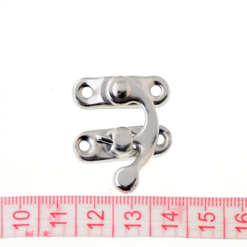 5 sets metalen haaksloten, doossloten, portemonneesloten, zilverkleurige kleur: F1415