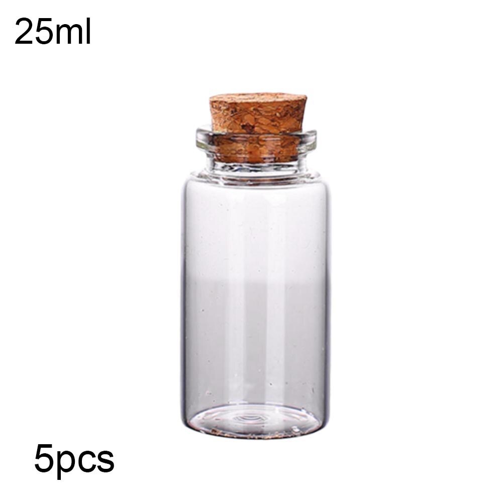 5Pcs 10/15/20/25/30/40/70ml Clear Cork Stopper Wishing Empty Glass Bottle Vials: 25ml