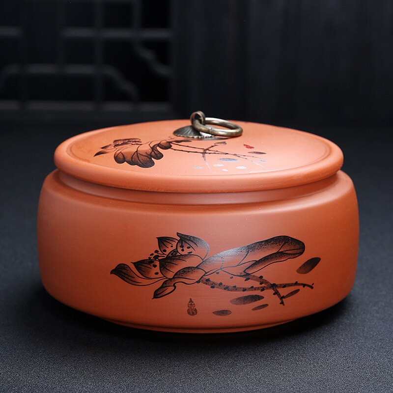 Koffie Bus Chinese Keramiek Thee Caddy Grote Snoep Opslagtank Draagbare Verzegelde Thee Pot Paarse Klei Reizen Thee Dozen: C