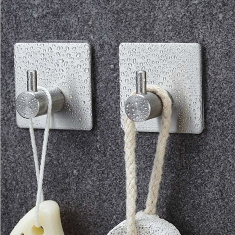 2Pc Rvs Lijm Haken Muur Haak Antislip Zware Muur Haken Hanger Waterdicht Stok Op Haken keuken Accessoires