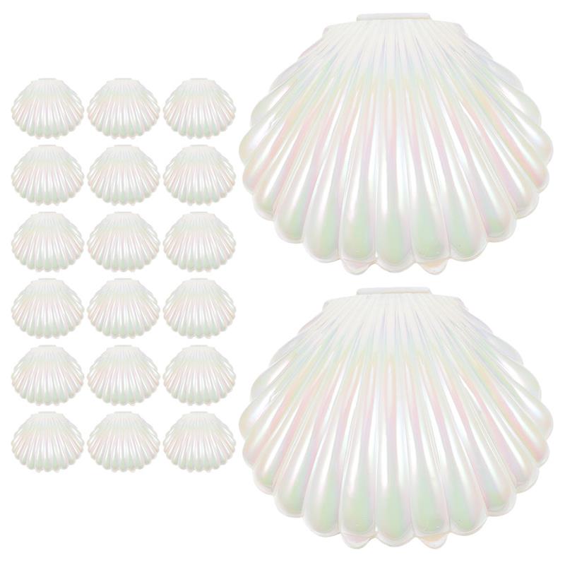 20 Pcs Shells Candy Box Sea Shell Holder Mermaid Party Decor Table Containers Plastic Jars Shells Dish Popcorn Seashell