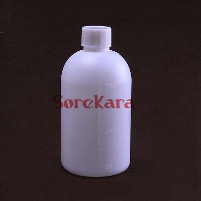 5 x 500ml White plastic Bottle Reagent Bottle Sample Vials Plastic Lid Screw Cap Screw On Cover