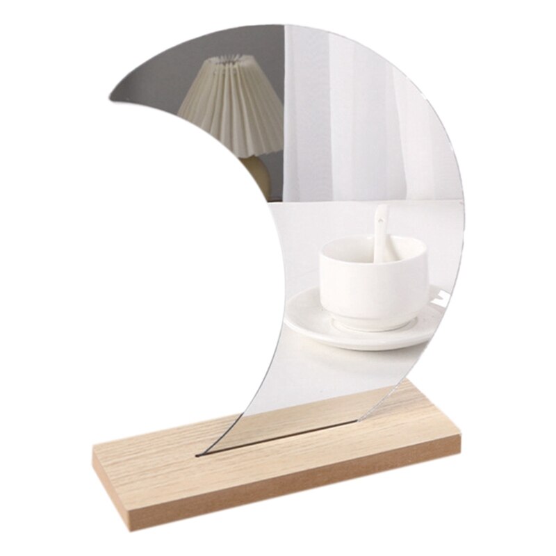 Koreaanse Stijl Make-Up Spiegel Ins Acryl Decoratieve Spiegel Houten Base Cosmetische Beauty Tools: GRAY