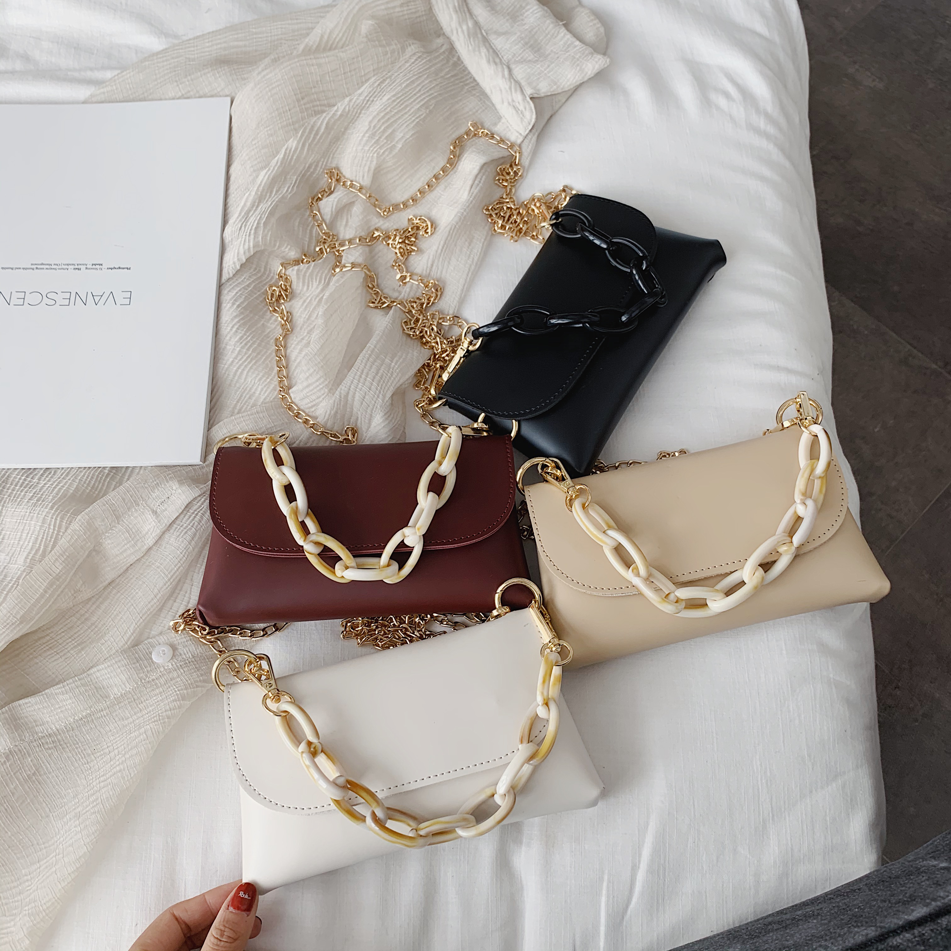 Chain PU Leather Shoulder Simple Bags For Women Mini Crossbody Bag Female Handbags and Purses Summer Cross Bag