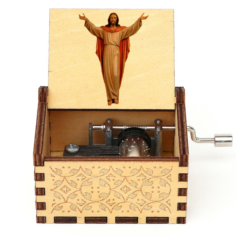 Vintage Engraved Music Box Wooden Musical Box 3D Printed Amazing Grace Theme Music Box Christmas Birthday: P-YS-64