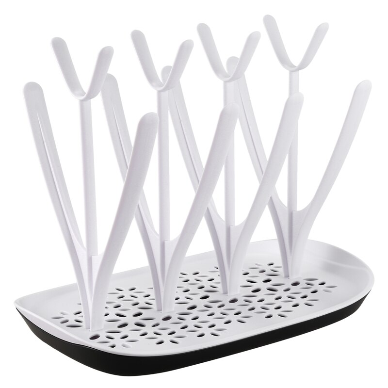 Babyflaskor torkställ avloppshylla kopphållare avtagbart flaskställ för 8 flaskor + tillbehör, vit: Default Title