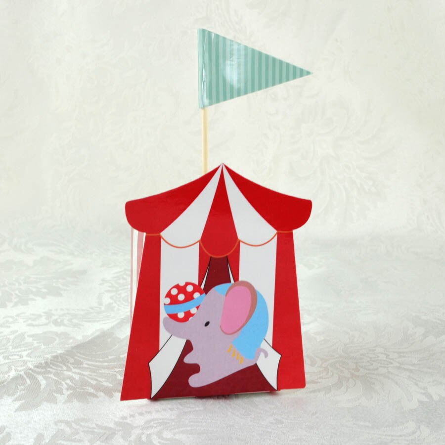 20 stks/set Circus Bonbondoos Papier Rood Gestreepte Geschenkdoos met Vlag Verjaardagsfeestje Baby Douche Decoraties Gunsten Verpakking Zak: Olijf