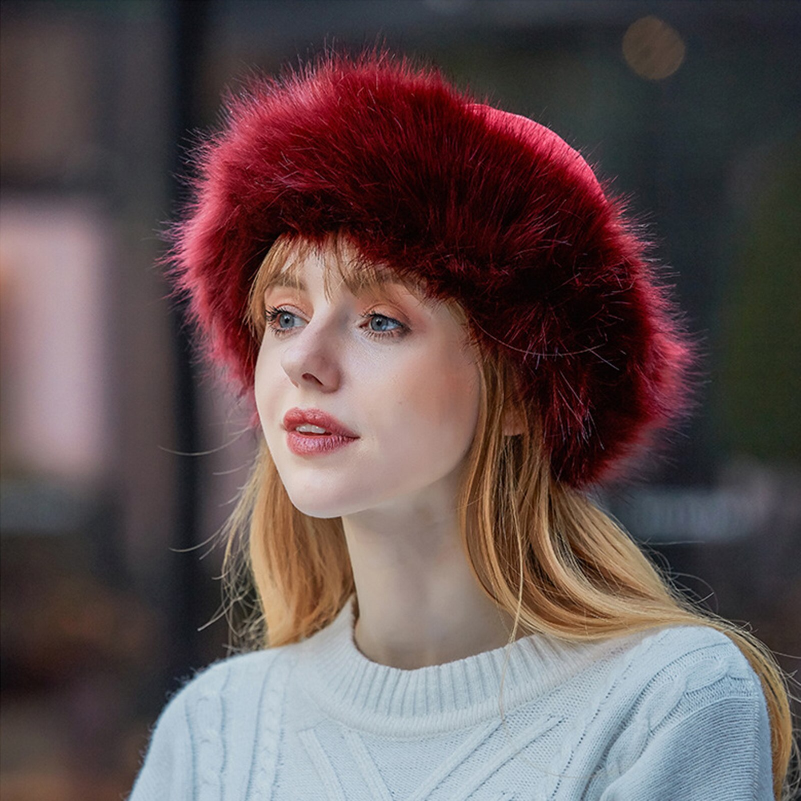 Women&#39;s Winter Fur Hat Dome Mongolian Hat Mongolian Men Women Winter Faux Fur Suede Fluffy Beanie Warm Thick Hat Snow Cap