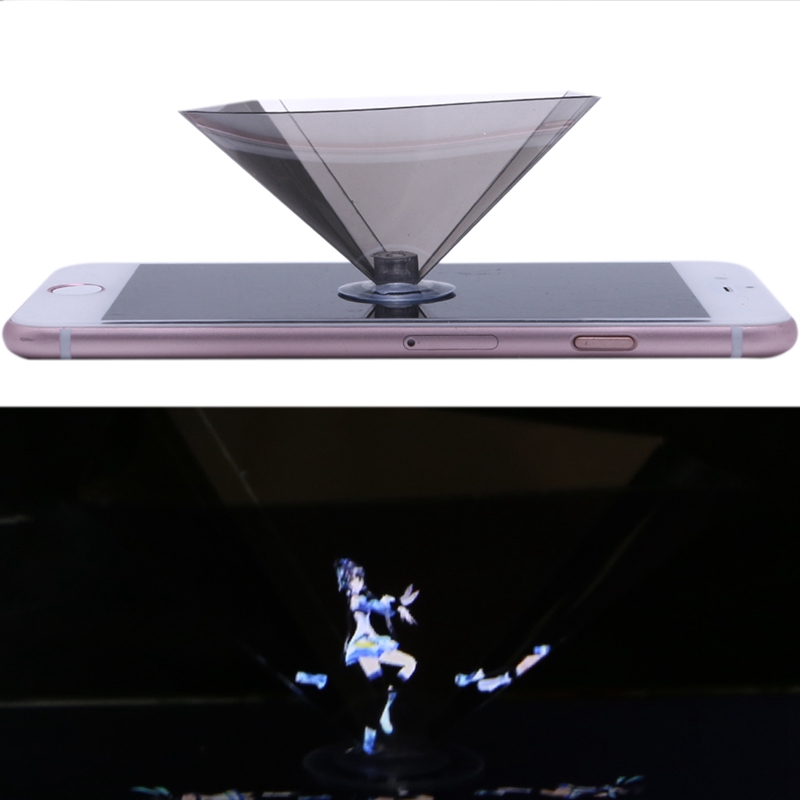 Projetor de pirâmide holográfico 3d, com ventosa, para smartphone 3.5-6 Polegada