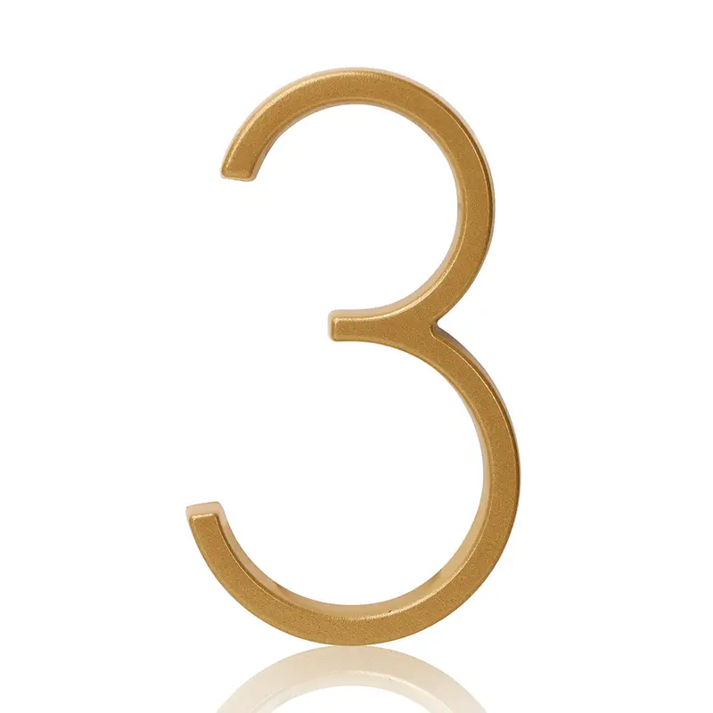 Anti Rust Satin Brass Gold House Address Numbers Floating Metal House Numbers Gold Modern Door Home Outdoor Metal Address Sign