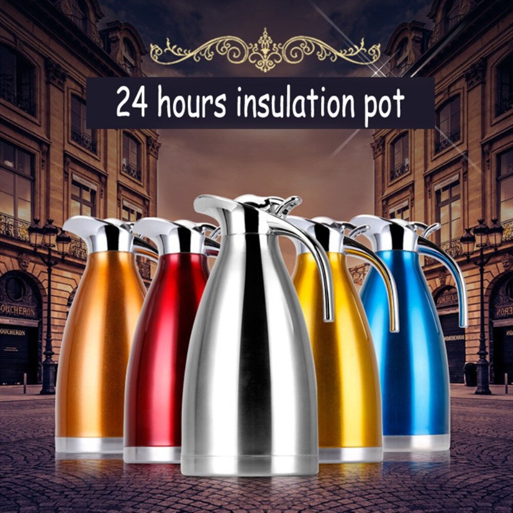 2l Stainless Steel Water Bottle Double-wall Vacuum Insulated Pot Coffee Pots Thermal Carafe Insulation Jug Flask