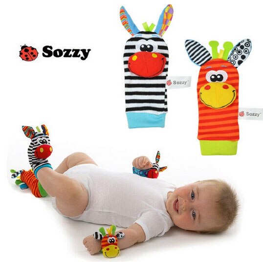 SOZZY 2 stks/set Pols Rammelaar 15*3.5 cm dier Voet Sokken 14*6.5 cm Squishy Baby Baby Speelgoed pluche Pasgeboren sussen suffed pop