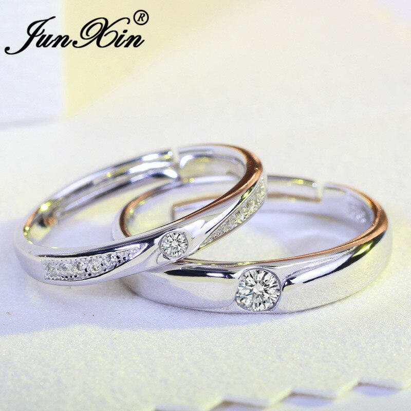 JUNXIN 8 Stil Engagement Paar Ringe Für Frauen Männer Einfache Crown Herz Verstellbaren Ring Hochzeit Schmuck Beste: 04