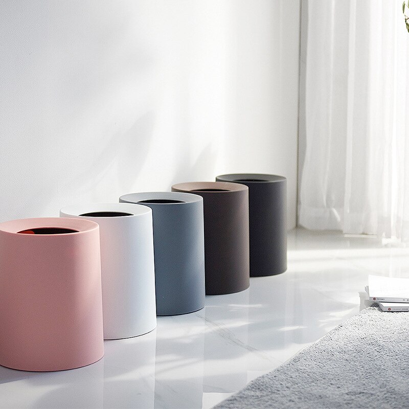 Style nord-européen en plastique mat poubelle bureau salon cuisine salle de bain Double couche poubelle poubelles sans couvercle