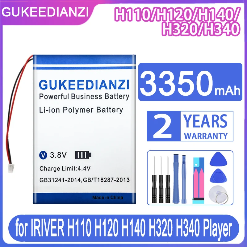 GUKEEDIANZI Battery 3350mAh for IRIVER H110 H120 H140 H320 H340 Player Batteries + Free Tools: Default Title