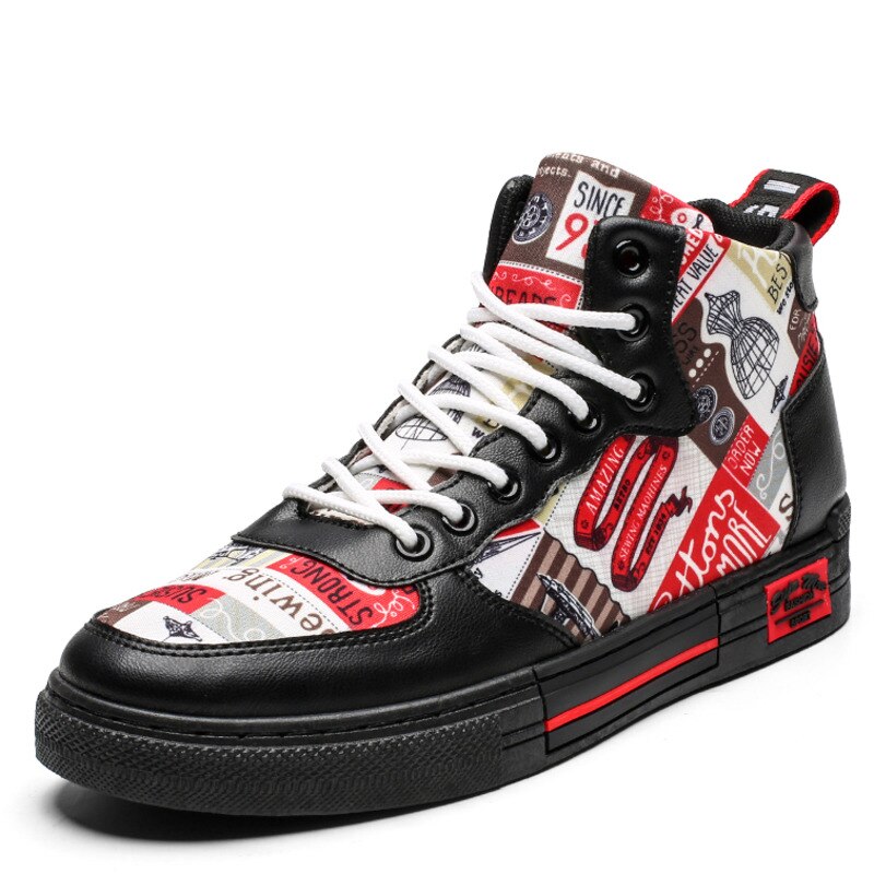 Chaussures de skateboard montantes en toile pour homme, baskets de sport, d'extérieur, respirantes, à lacets, pour la marche