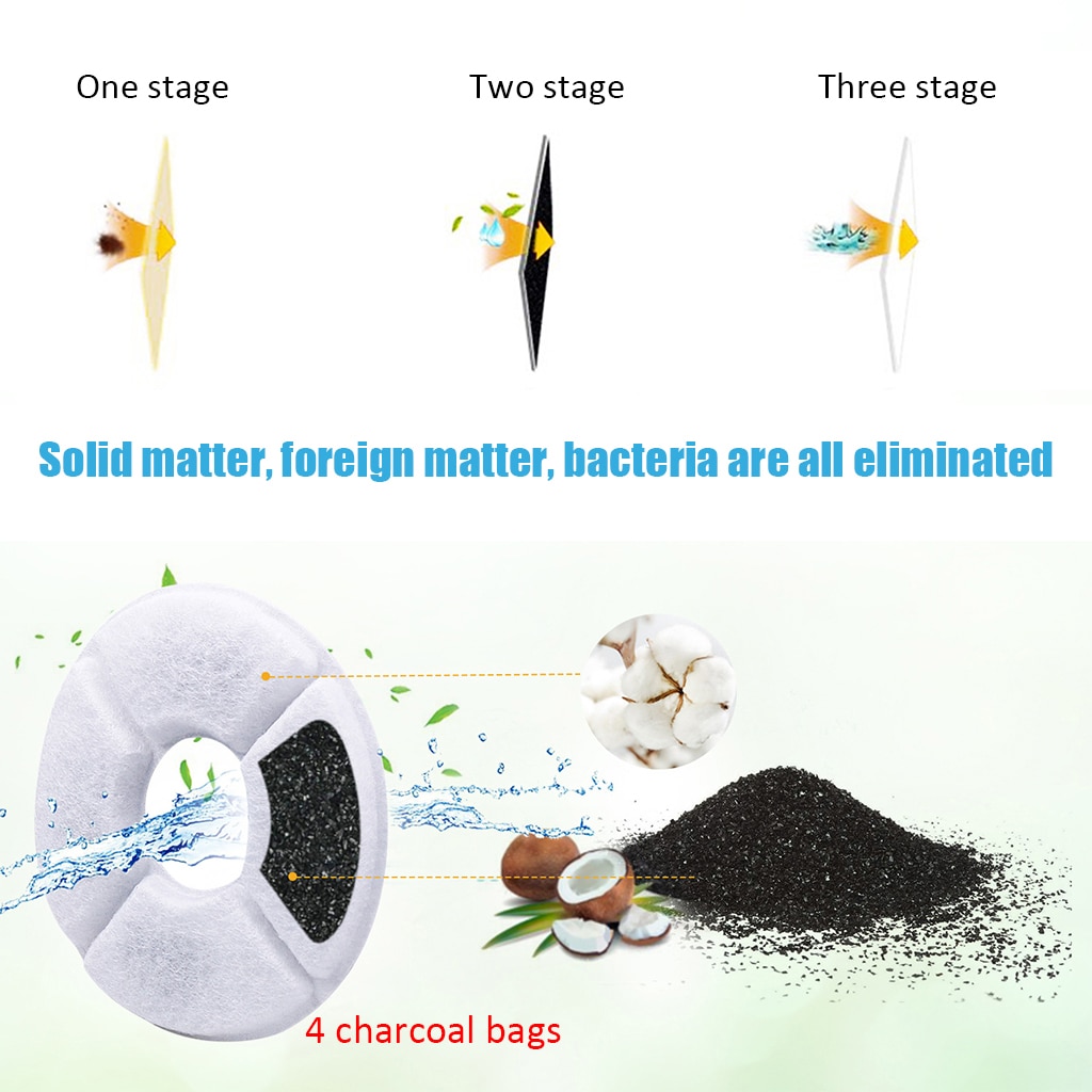 Filtros de carbón activado circundantes para mascotas, reemplazo de filtro de carbón para fuente, gato, perro, bebida de agua, 360 grados, 6 piezas/8 piezas