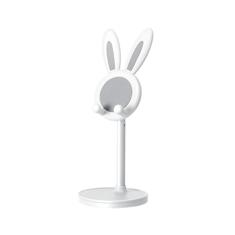 Stojak na telefon Cute Cartoon Bunny — regulowany i kompatybilny z iPhone, Kindle, IPad, Switch, tabletem i nie tylko!: BIAŁY