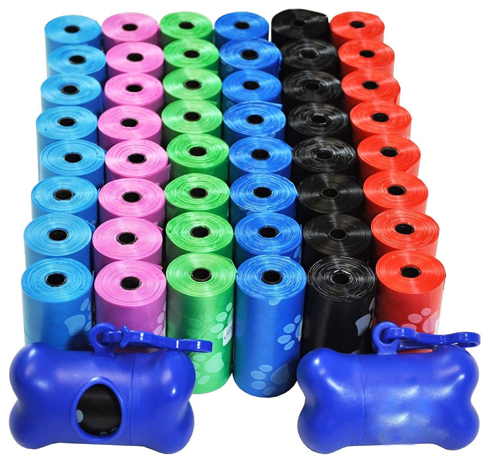 Dog Toilet Bag Pet Garbage Bag Biodegradable Outdoor Carrier Stand Dispenser Cleaning Pet Accessories 50 Rolos = 750 Pcs