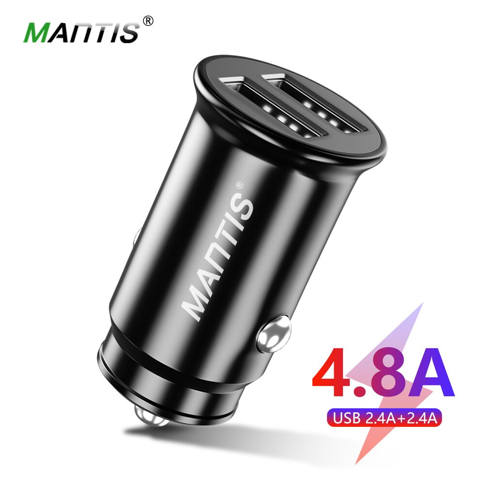 Mini cargador de coche MANTIS 4.8A, Cargador USB Dual de carga rápida para el coche para iphone Samsung S8 S9 S10, adaptador de tableta de teléfono móvil para el coche: Type 2