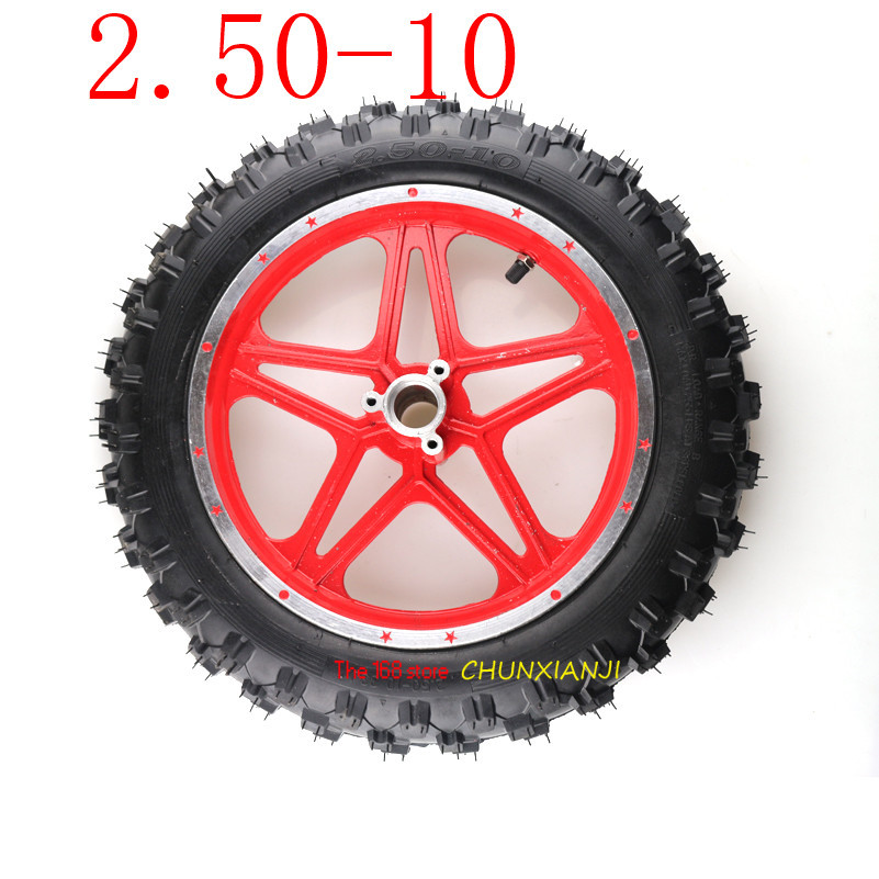 Mini roues de moto tout-terrain de 10 pouces (10 pouces), 2.50-10 jantes avant ou arrière et pneus tout-terrain, Motocross, Mini motocyclette pour enfant