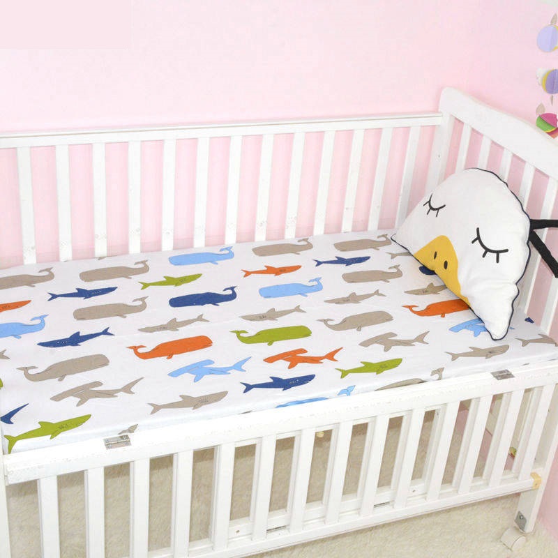 Fisch Muster Baby Ausgestattet Blatt Elastische Baby Cot Matratze Abdeckung Anti Staub Kid Bettdecke Baumwolle Bettwäsche Protector Für Jungen mädchen