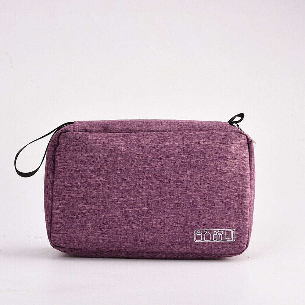 Organisateur de voyage étanche, sac de rangement de salle de bain, sac de toilette à cosmétiques suspendu, grand sac en Polyester, sac de maquillage de salle de bain: Violet