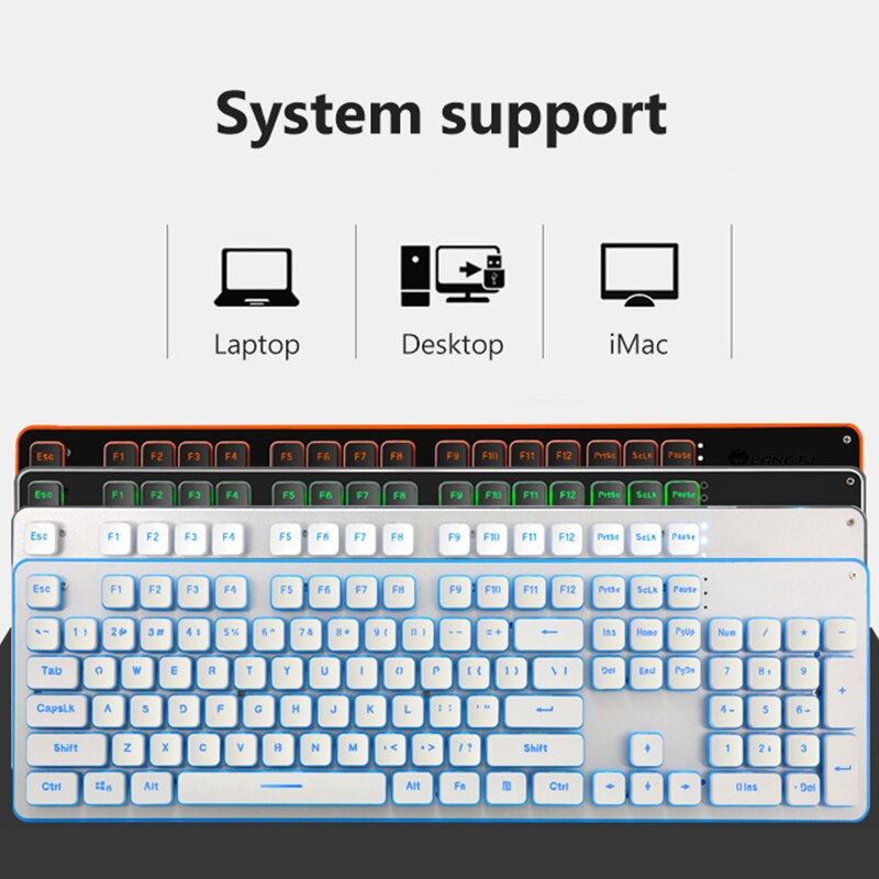 2.4g claviers de jeu sans fil, souris, imitation clavier mécanique, souris de jeu pour ordinateur lenovo, macbook, clavier rétroéclairé