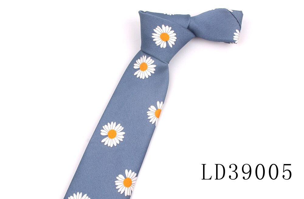 Blomster herre slips til mænd kvinder trykt chiffon slips slank hals slips tynde slips til bryllup daisy mønster hals slips: Ld39005