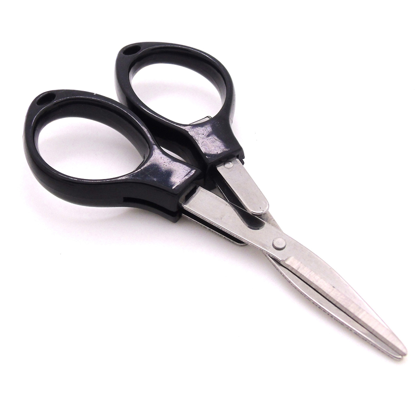 1Pcs Folding Camping Stainless Steel Scissors Keychain Fishing Scissor Pocket Mini Cutter Crafts Sewing Safe: Black Plastic hd