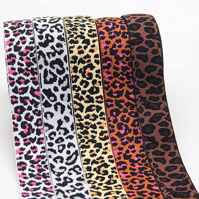 Bandas elásticas con estampado de leopardo 2,5 cm de espesor pantalones de goma suave cordón elástico 25mm para cinta para la cabeza cinturón Ropa Accesorios artesanales
