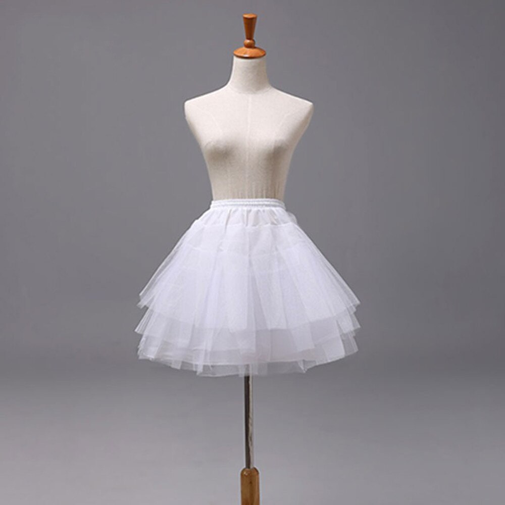 YUNUO-enaguas cortas blancas/negras para mujer, ropa interior de Lolita de 3 capas, accesorios de vestido de novia: Blanco