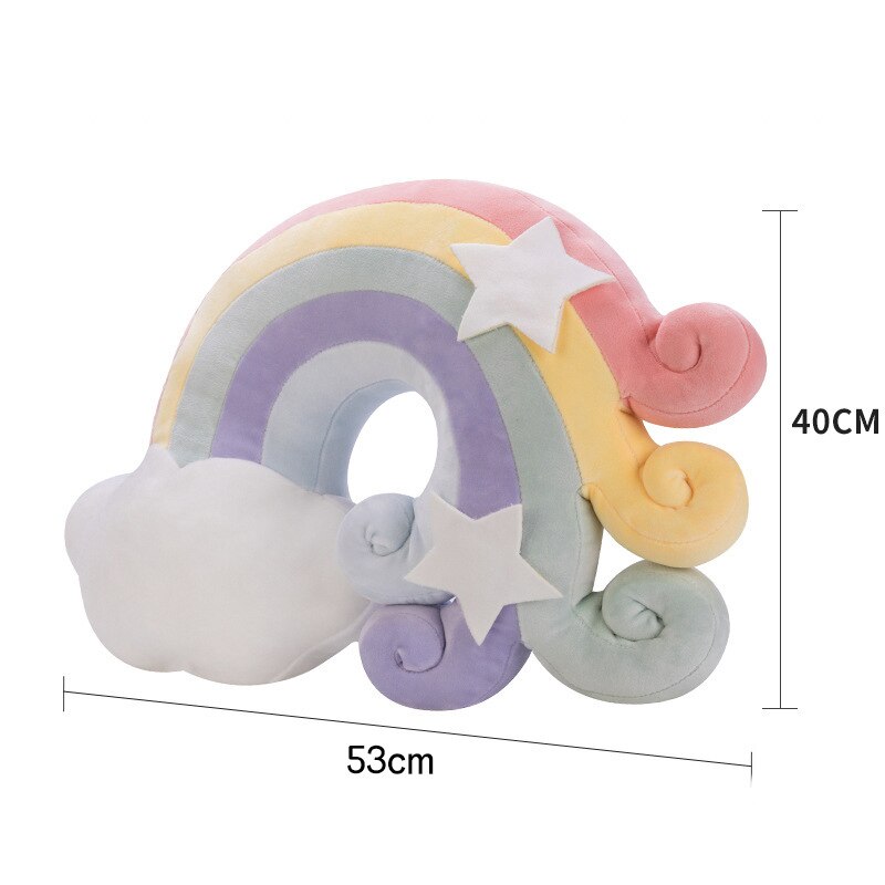 Cilected Multicolor Rainbow Cloud Pillow Living Room Bedroom Sofa Bed Cushion Office Cute Napping Pillow Stars Plush Toy