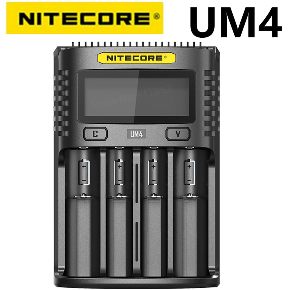 Nitecore UM4 Usb Vier-Slot Qc Oplader Intelligente Circuits Global Verzekering Li-Ion Aa 18650 14500 16340 26650 Lader