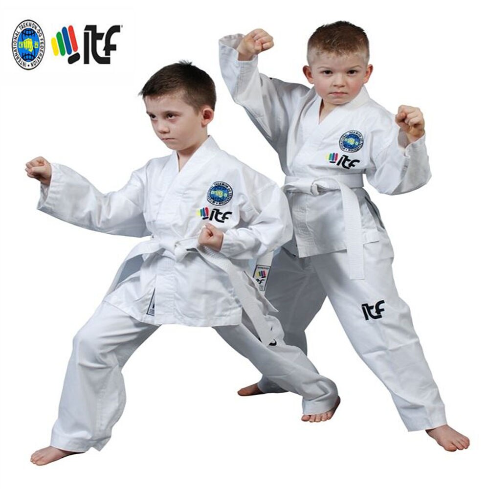 2022 ITF Approve Taekwondo White Cotton Student Kimono Doboks With Embroidery Pattern Kimono Taekwondo Uniform For Adult Kids